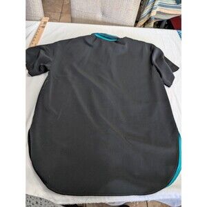 REINA NEW YORK Color Block Short Sleeve Top - Black Teal Size Small